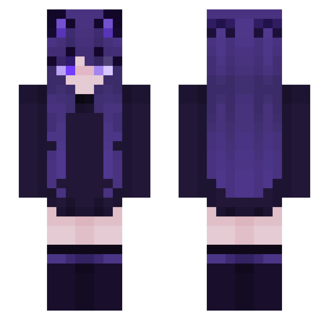 _StarLuna Minecraft skin, front and back view
