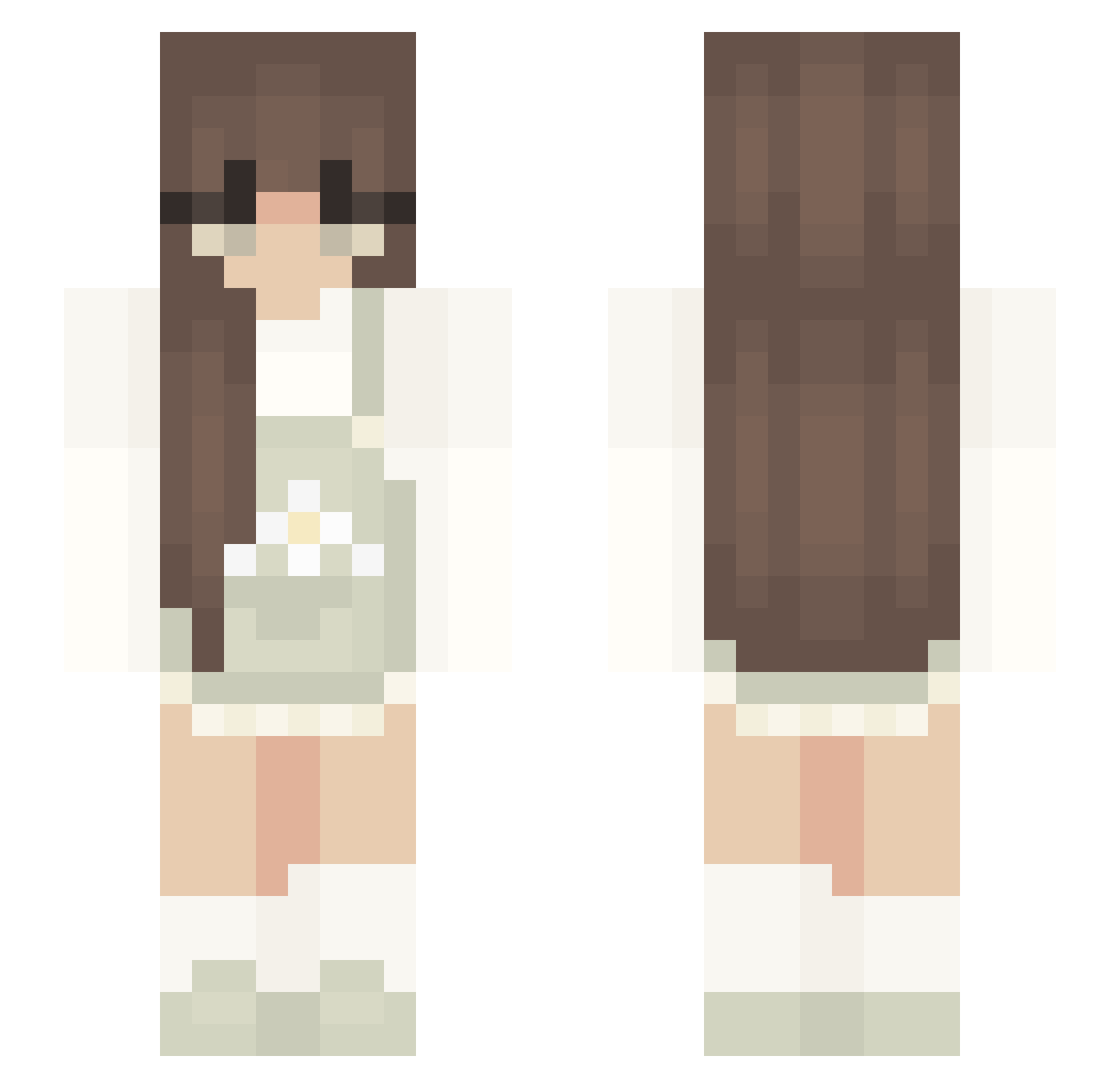 Wystify Minecraft skin, front and back view