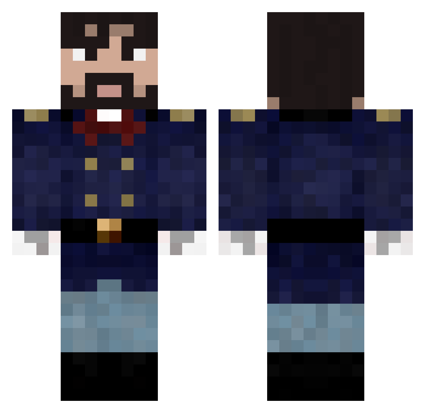 Qerbs Minecraft skin, front and back view