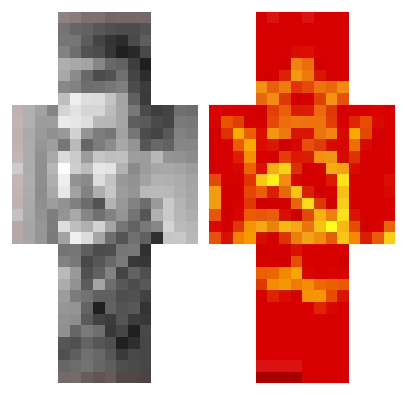 P2x Minecraft skin, front and back view