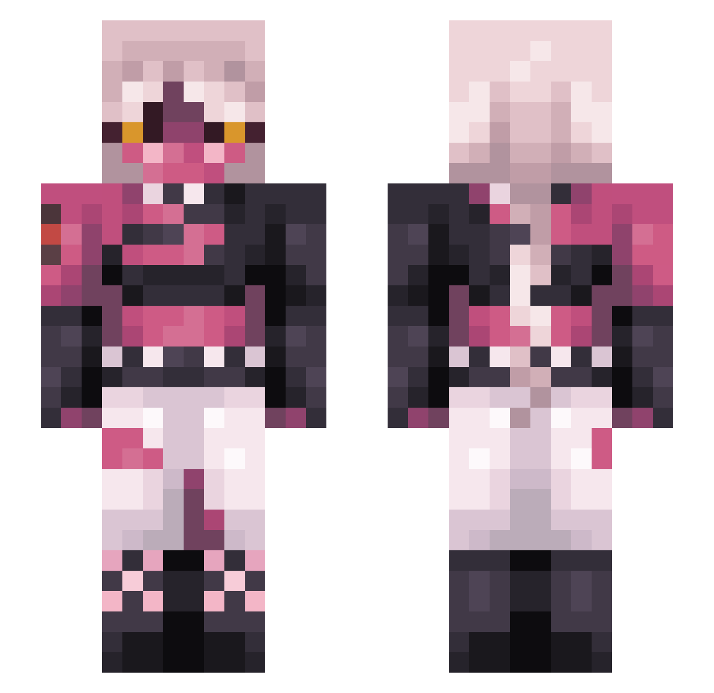 BlackDotKiller Minecraft skin, front and back view