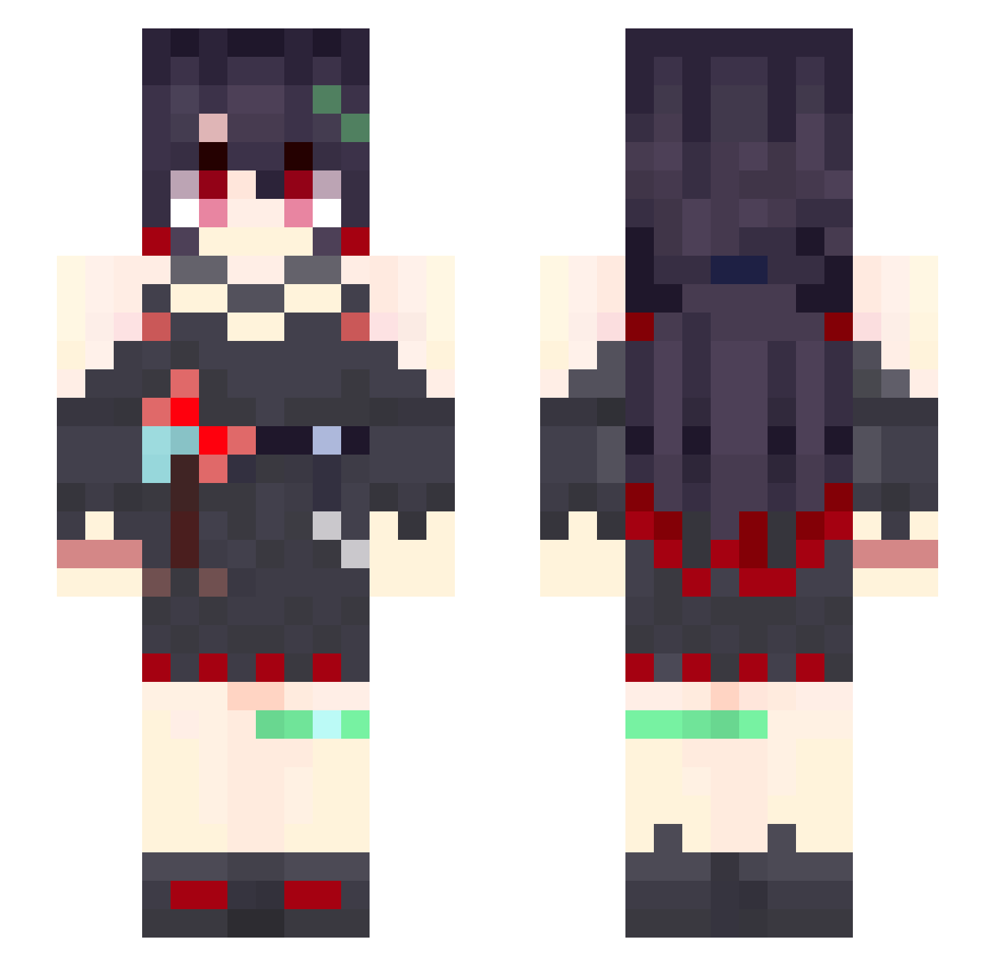 Shear2 Minecraft skin, front and back view
