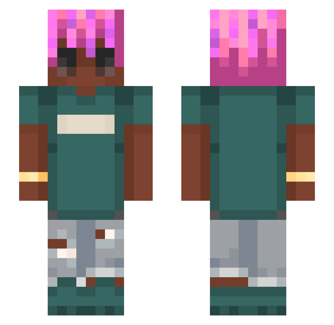 Xandorous Minecraft skin, front and back view