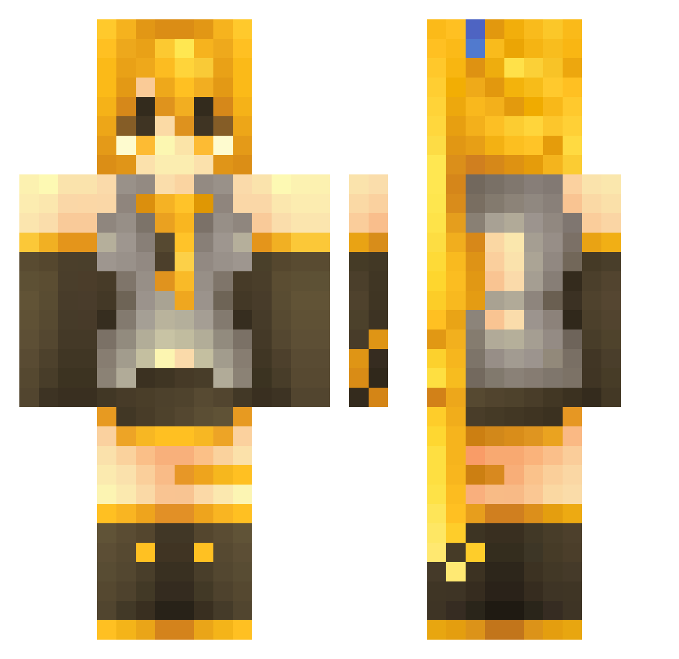 hackssaw Minecraft skin, front and back view