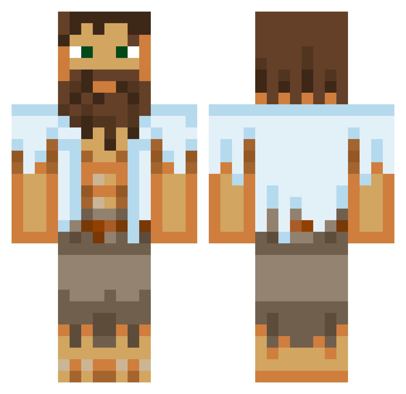 Vocative Minecraft skin, front and back view