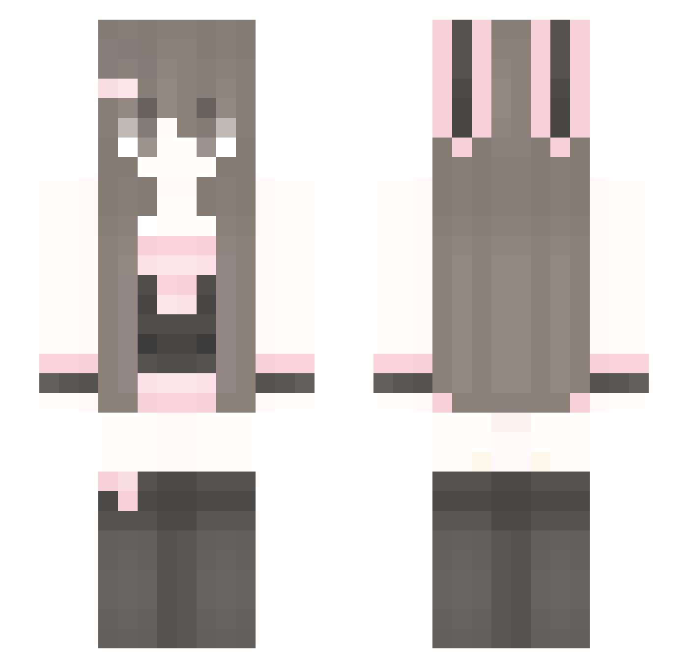 bubely Minecraft skin, front and back view