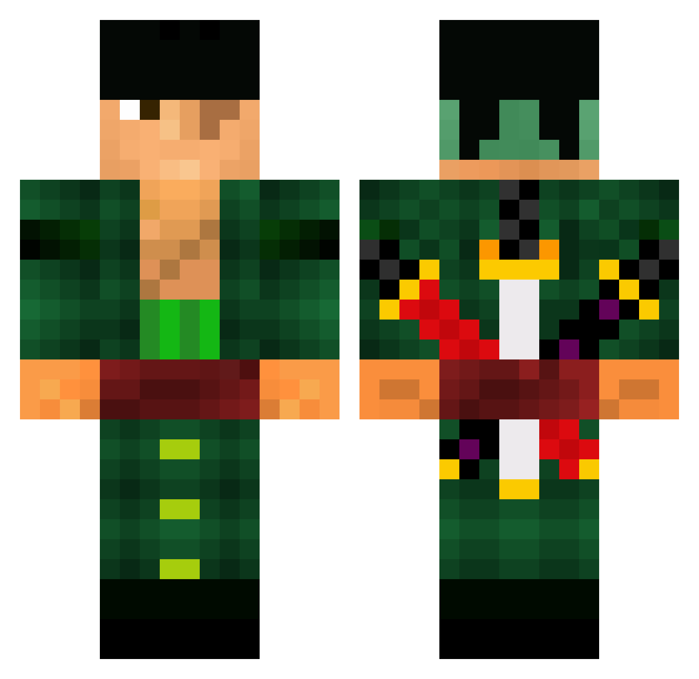 Brinded Minecraft skin, front and back view