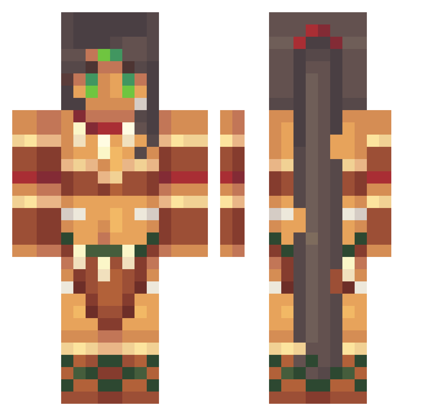Valstre Minecraft skin, front and back view