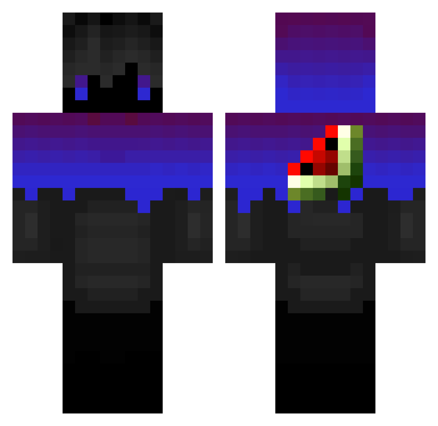 t4o Minecraft skin, front and back view