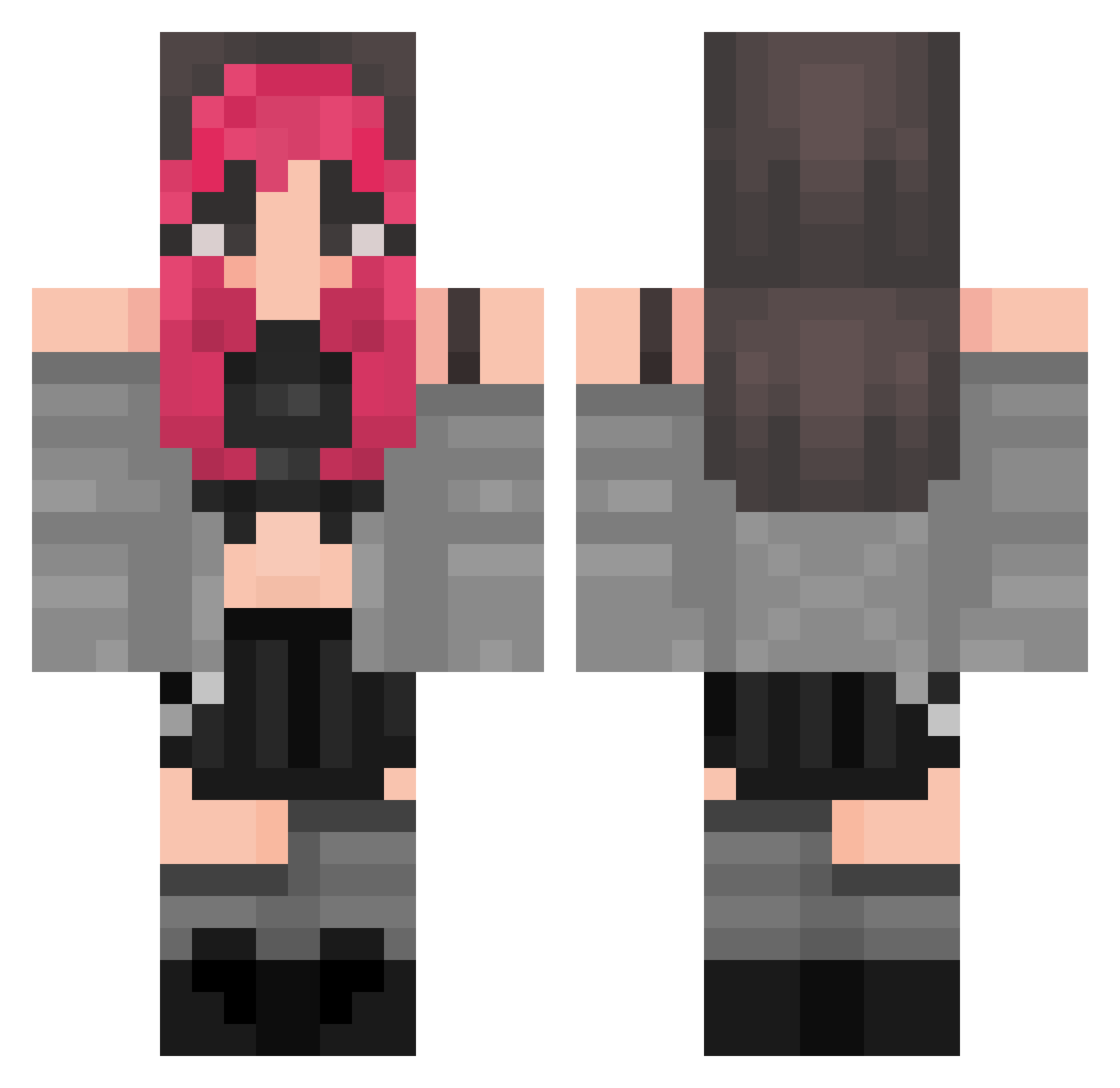 transcendence14 Minecraft skin, front and back view