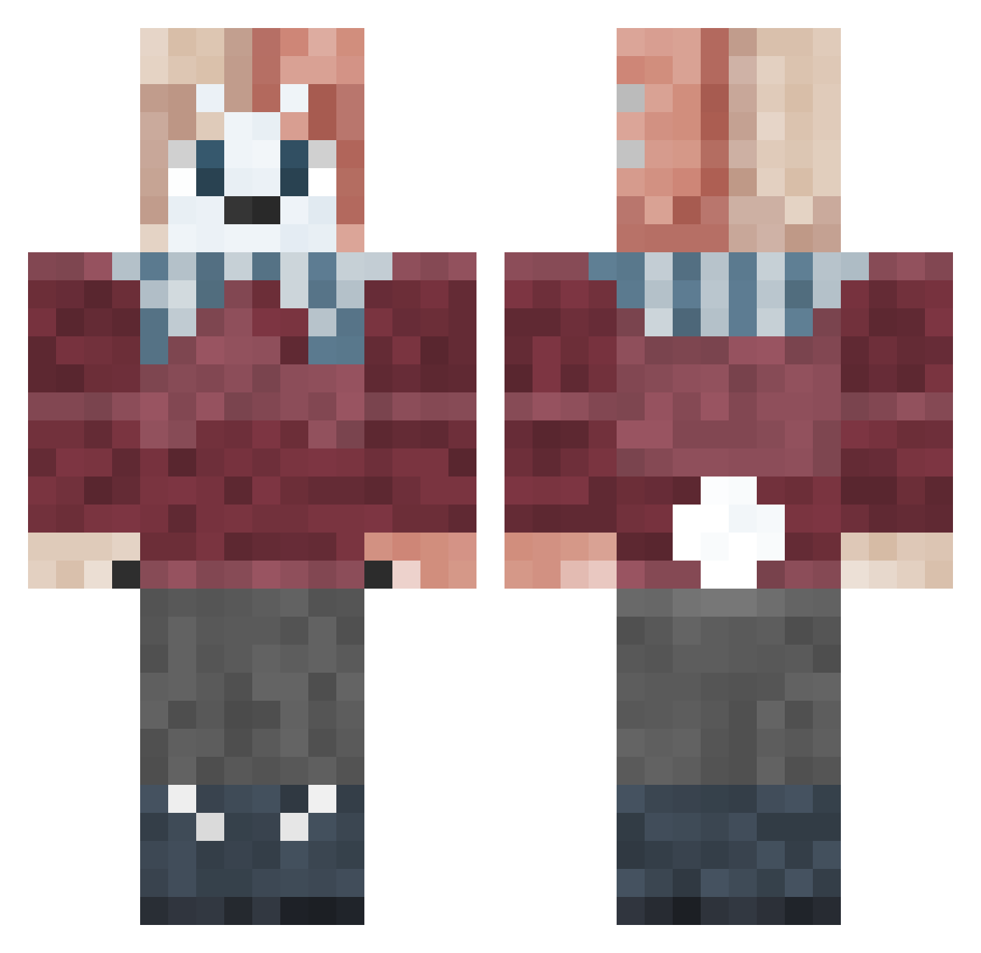 Unitsko Minecraft skin, front and back view
