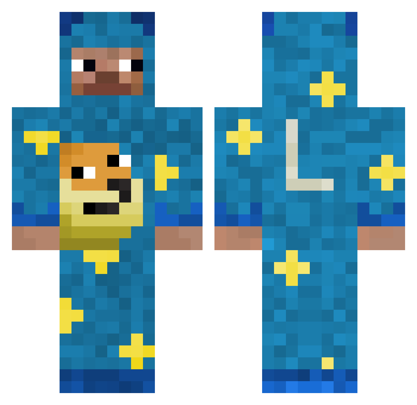 veryhotpizza Minecraft skin, front and back view