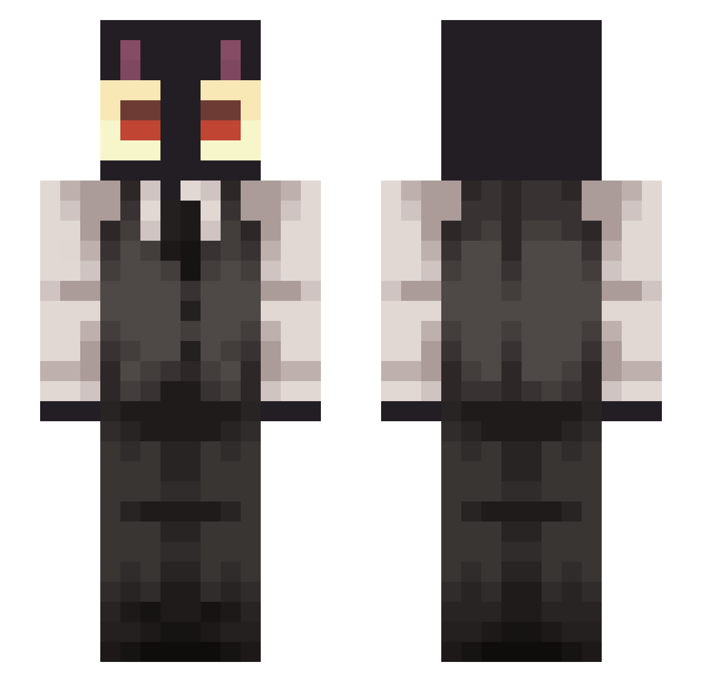 Xendified Minecraft skin, front and back view