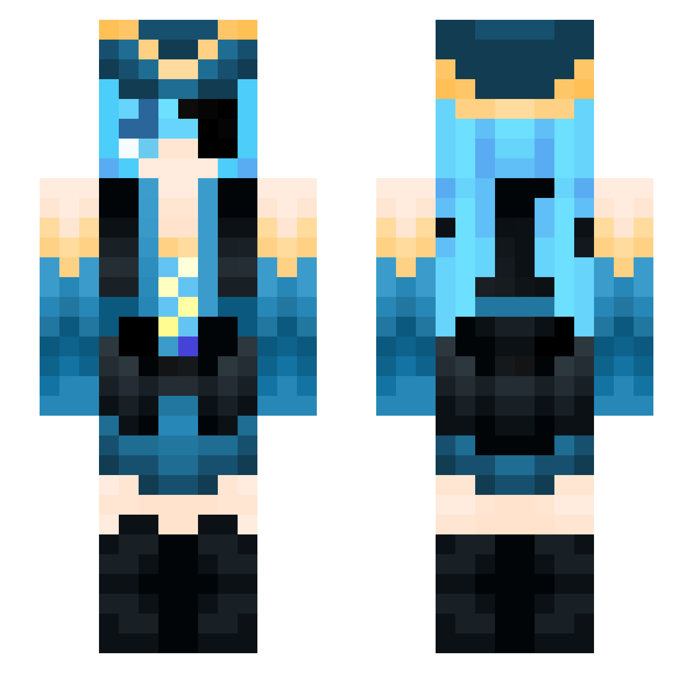 Hatsune_Miku_00 Minecraft skin, front and back view