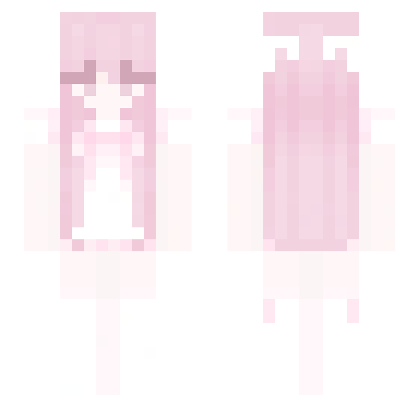 shymeows Minecraft skin, front and back view