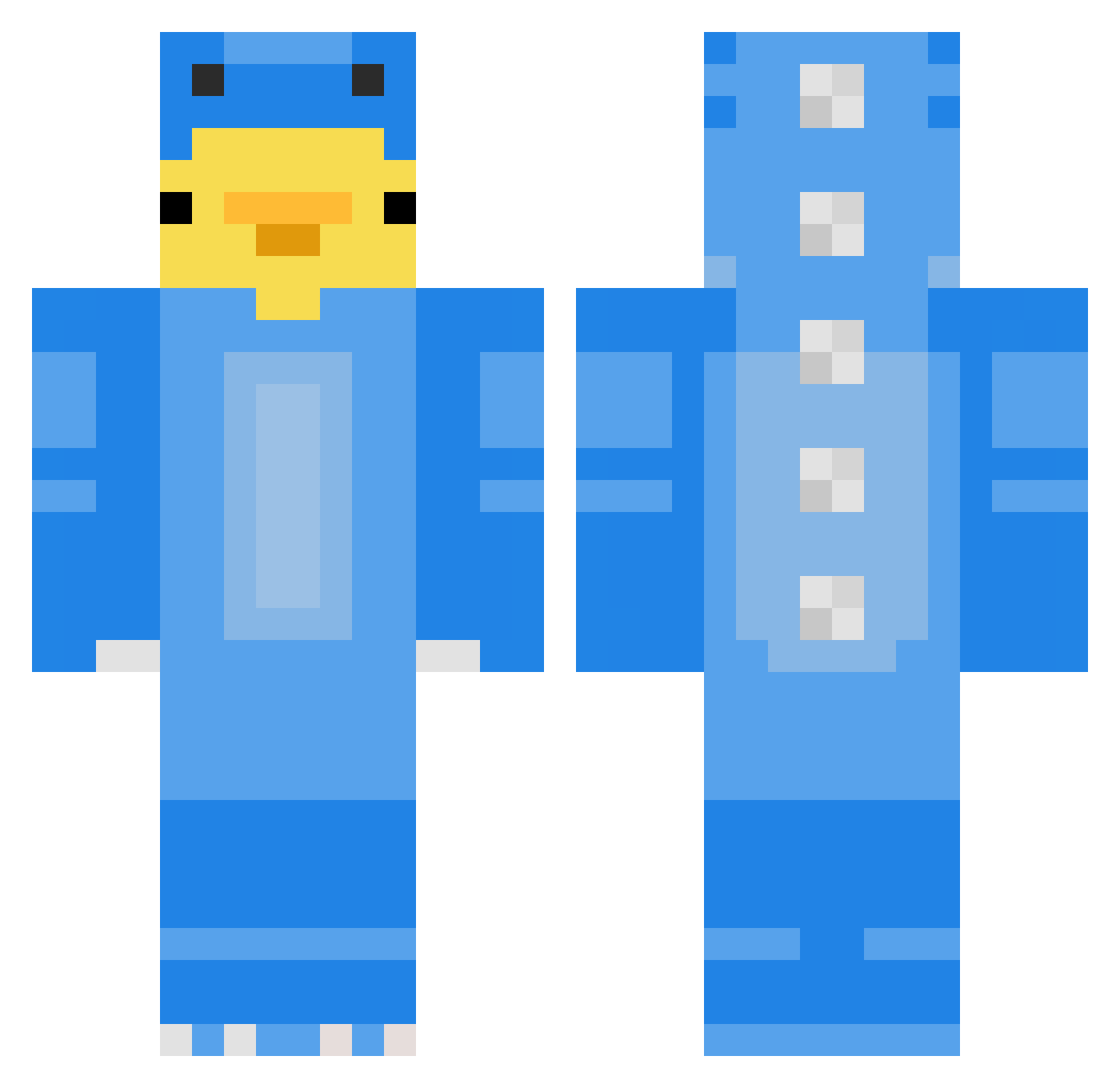 QuackedYT Minecraft skin, front and back view