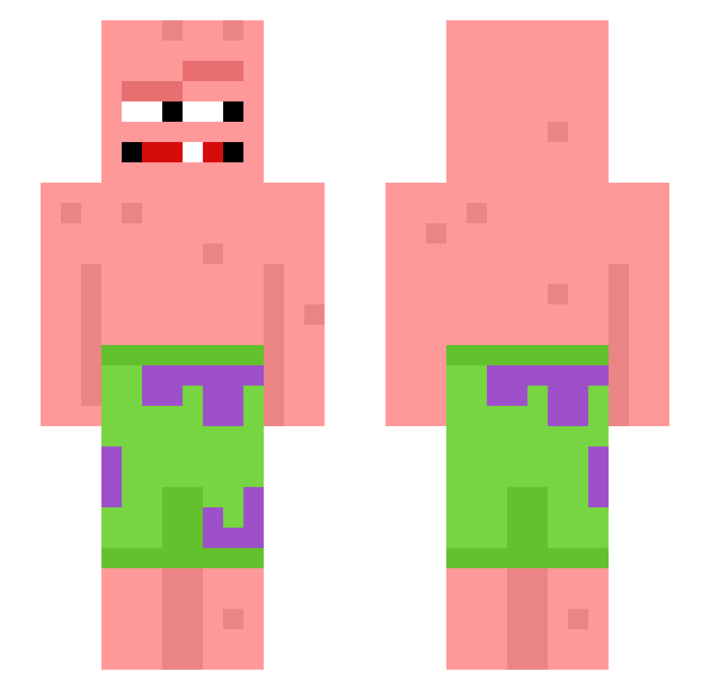 jzxcktv Minecraft skin, front and back view