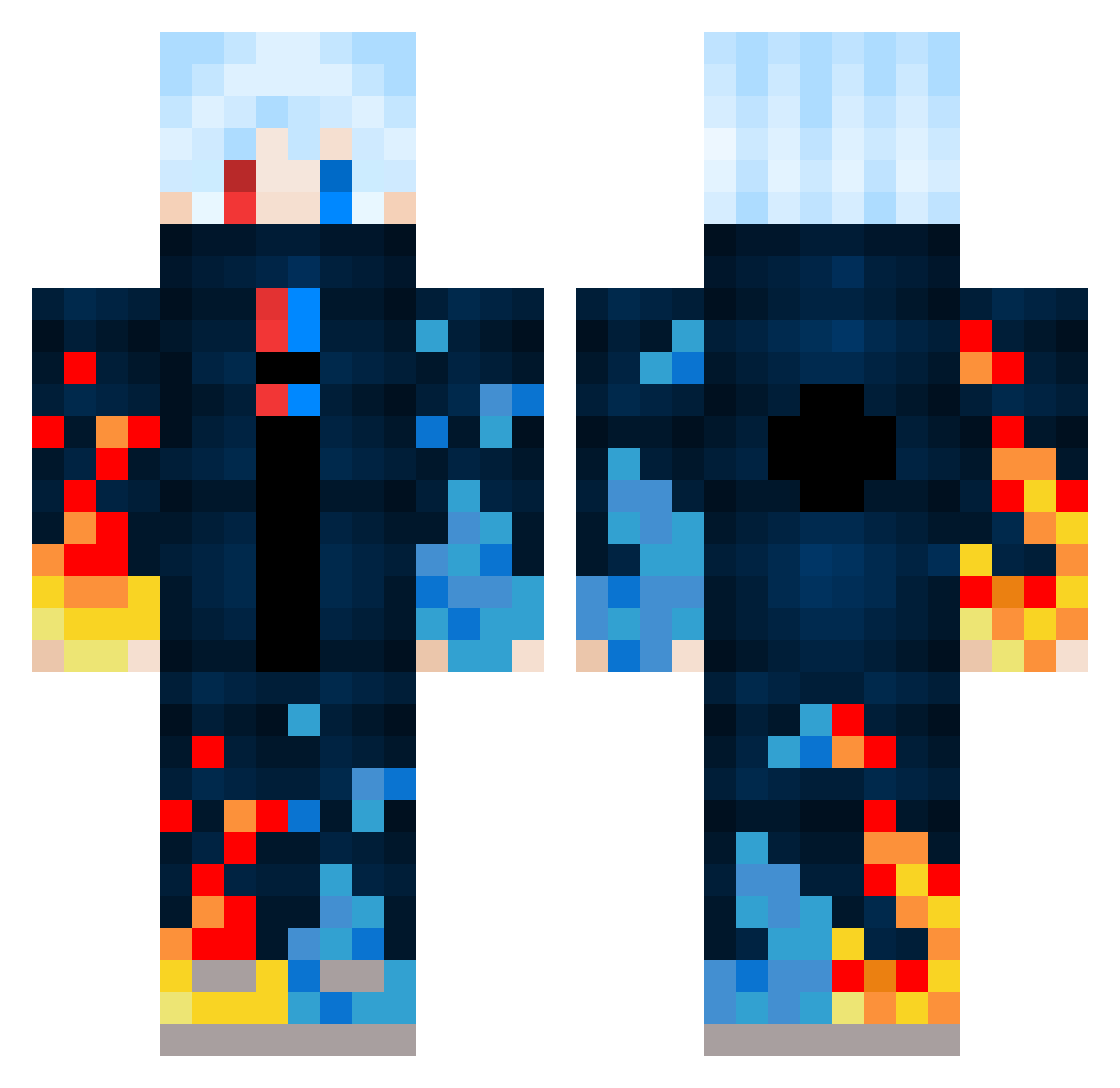 RossvinDX Minecraft skin, front and back view