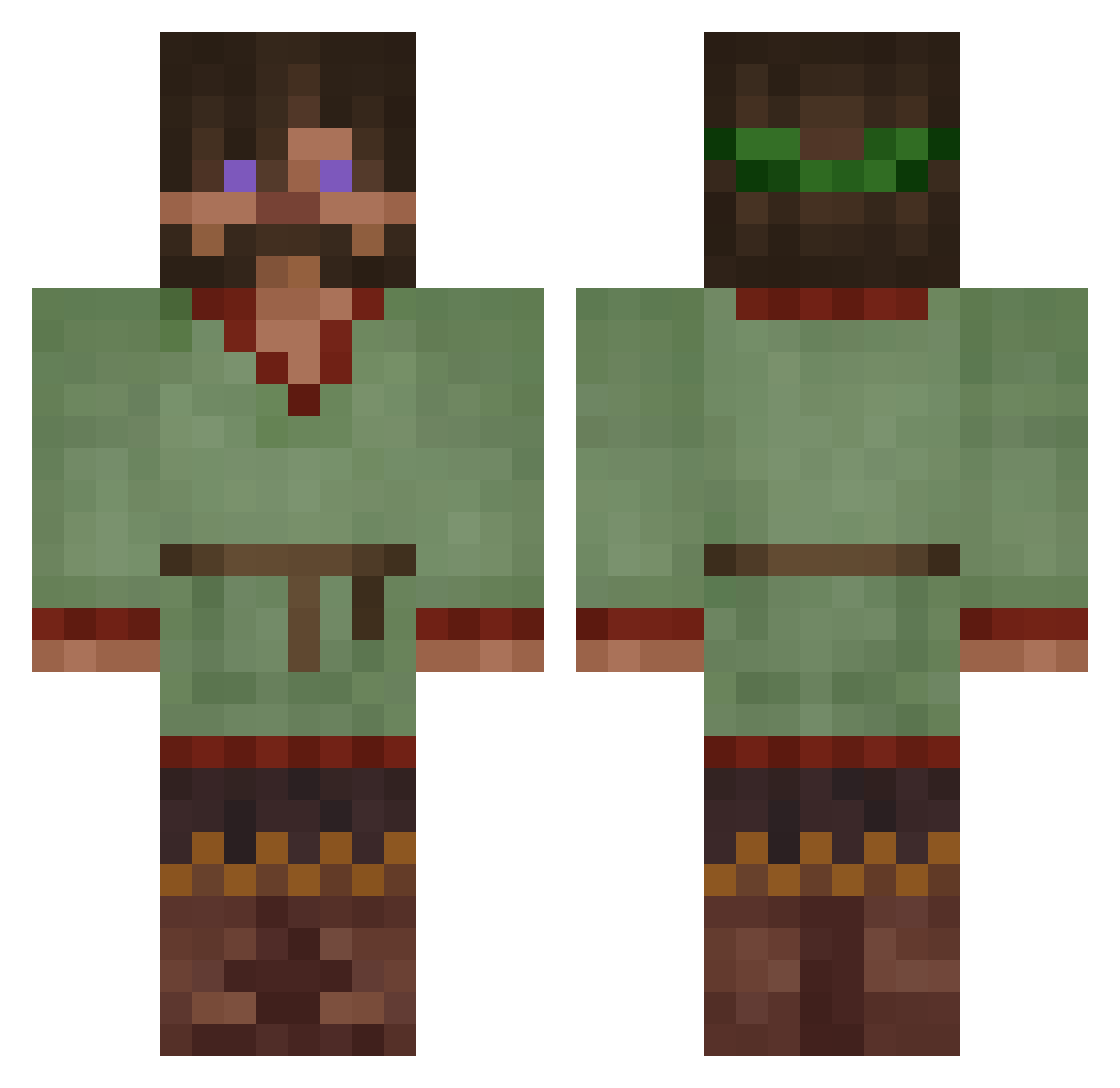 Kallius Minecraft skin, front and back view