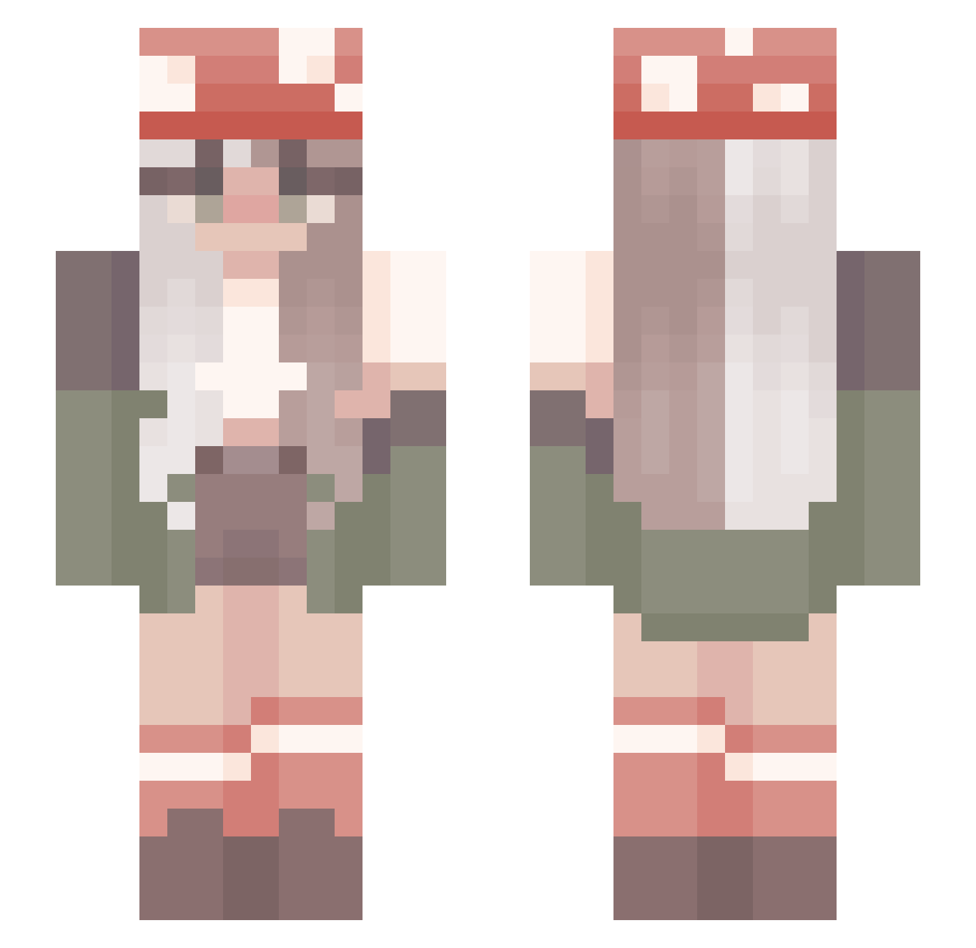 Humsu Minecraft skin, front and back view