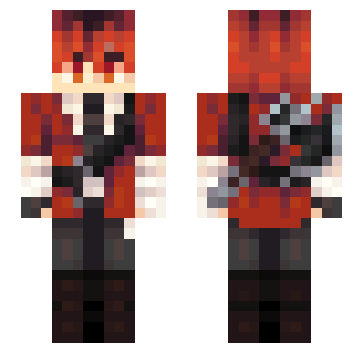 RedTesla001 Minecraft skin, front and back view