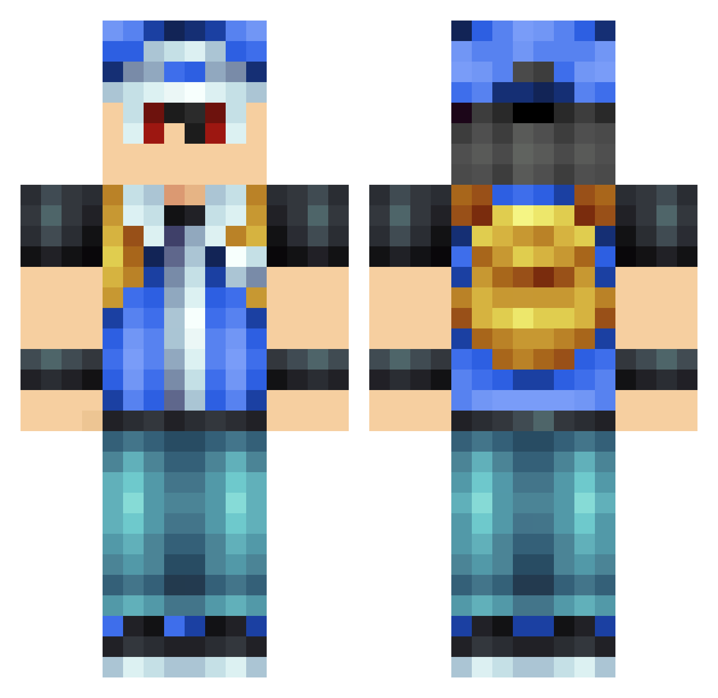 Zynderr Minecraft skin, front and back view