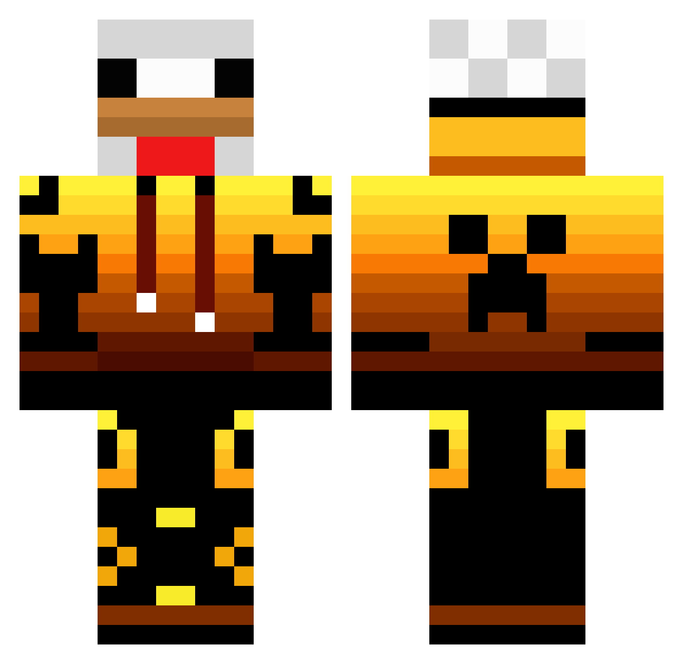 TardMan Minecraft skin, front and back view