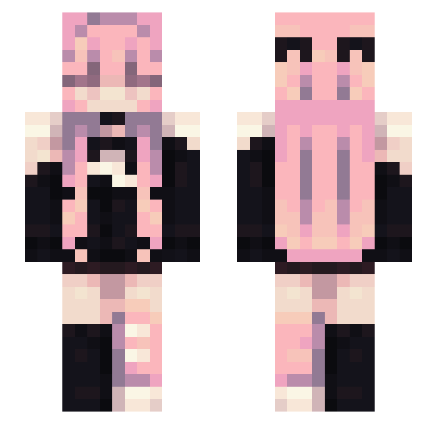 Rumi_chan Minecraft skin, front and back view