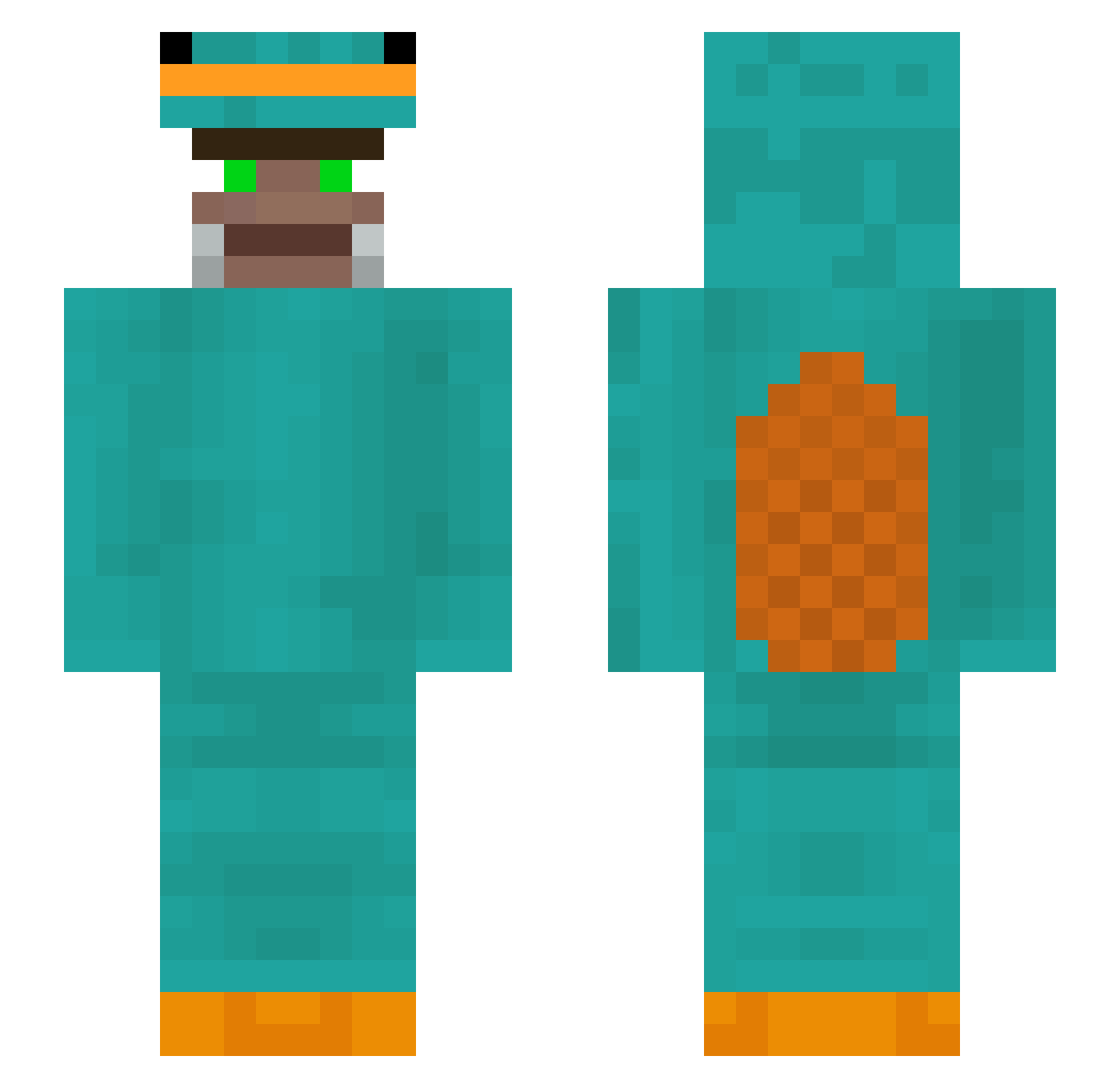Waterdude_YT Minecraft skin, front and back view