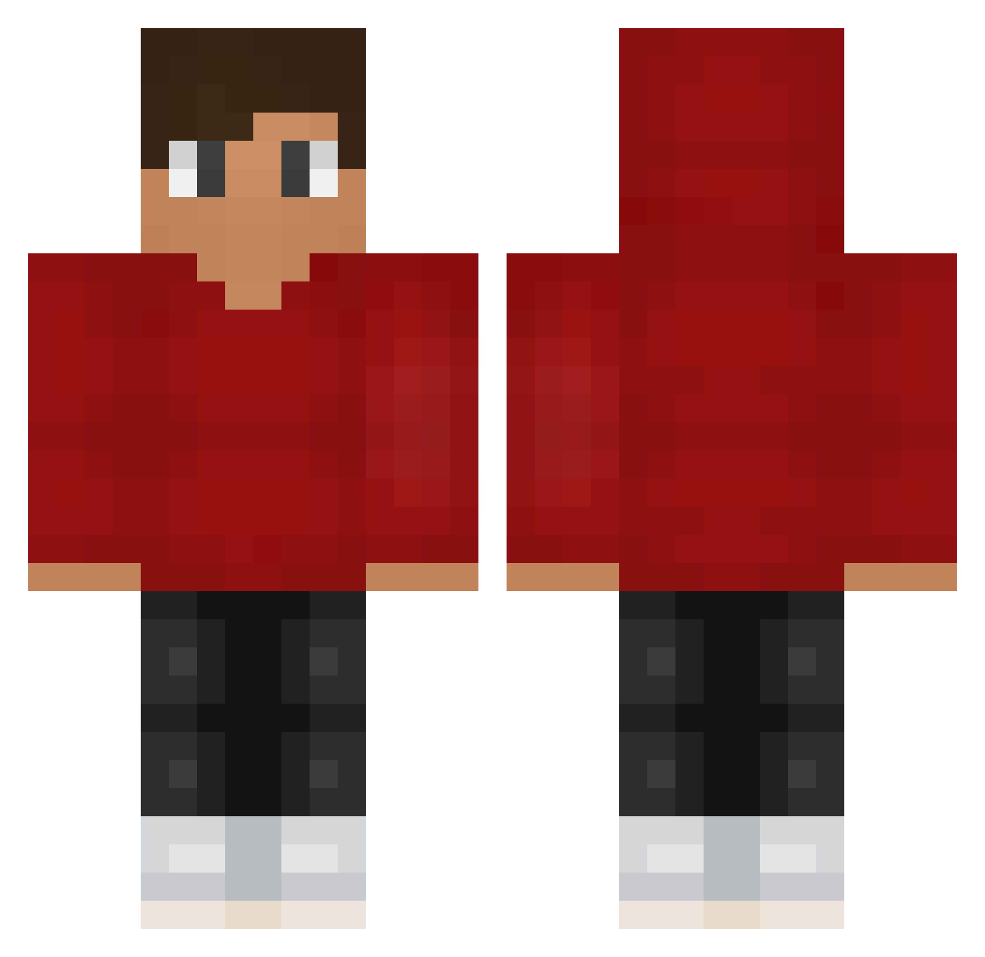 skellee Minecraft skin, front and back view