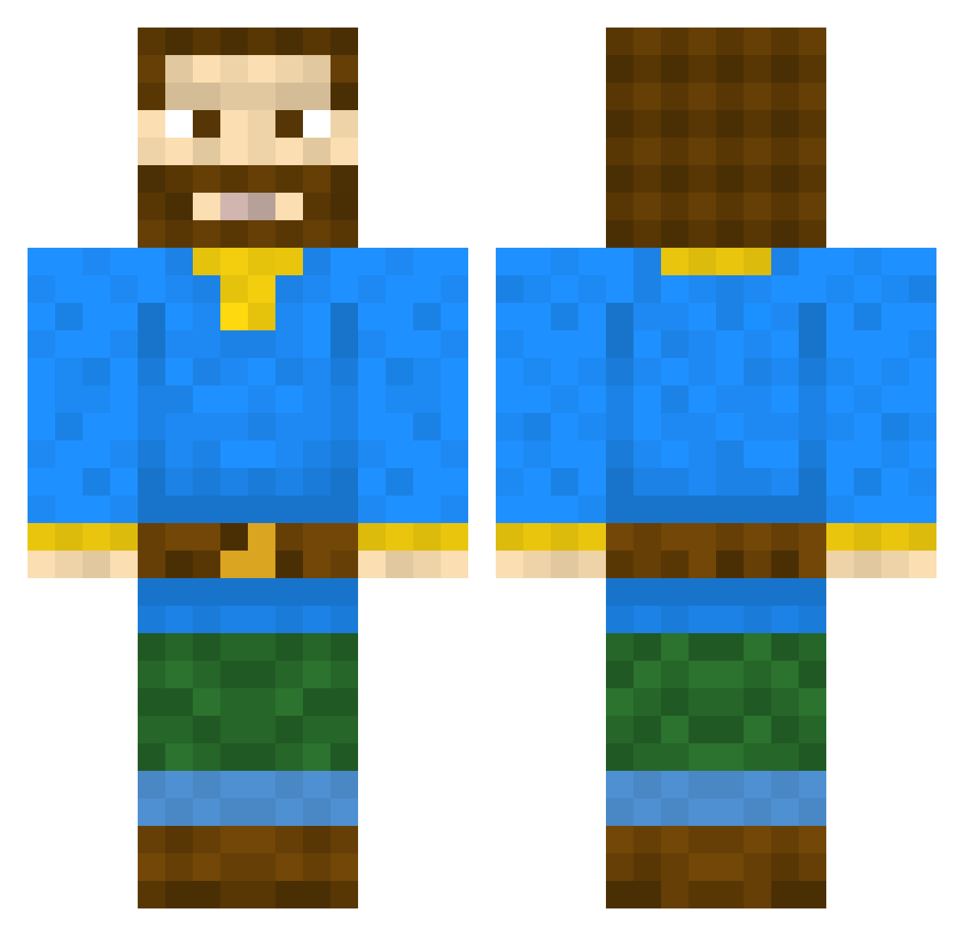 Wayland Minecraft skin, front and back view