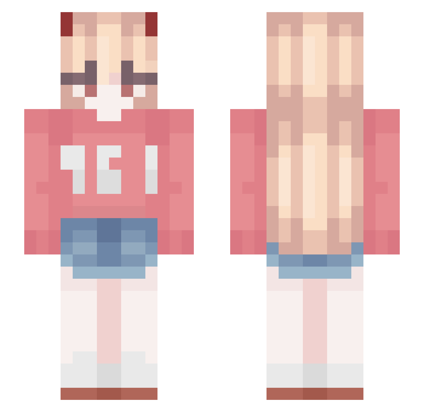 pxwerful Minecraft skin, front and back view