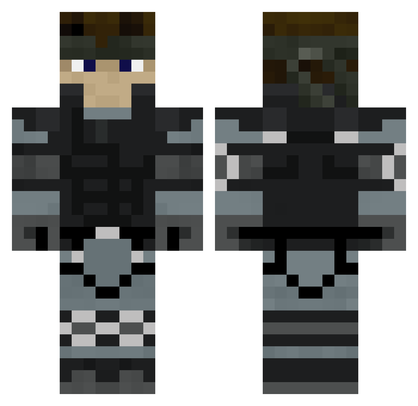 Zebenx Minecraft skin, front and back view