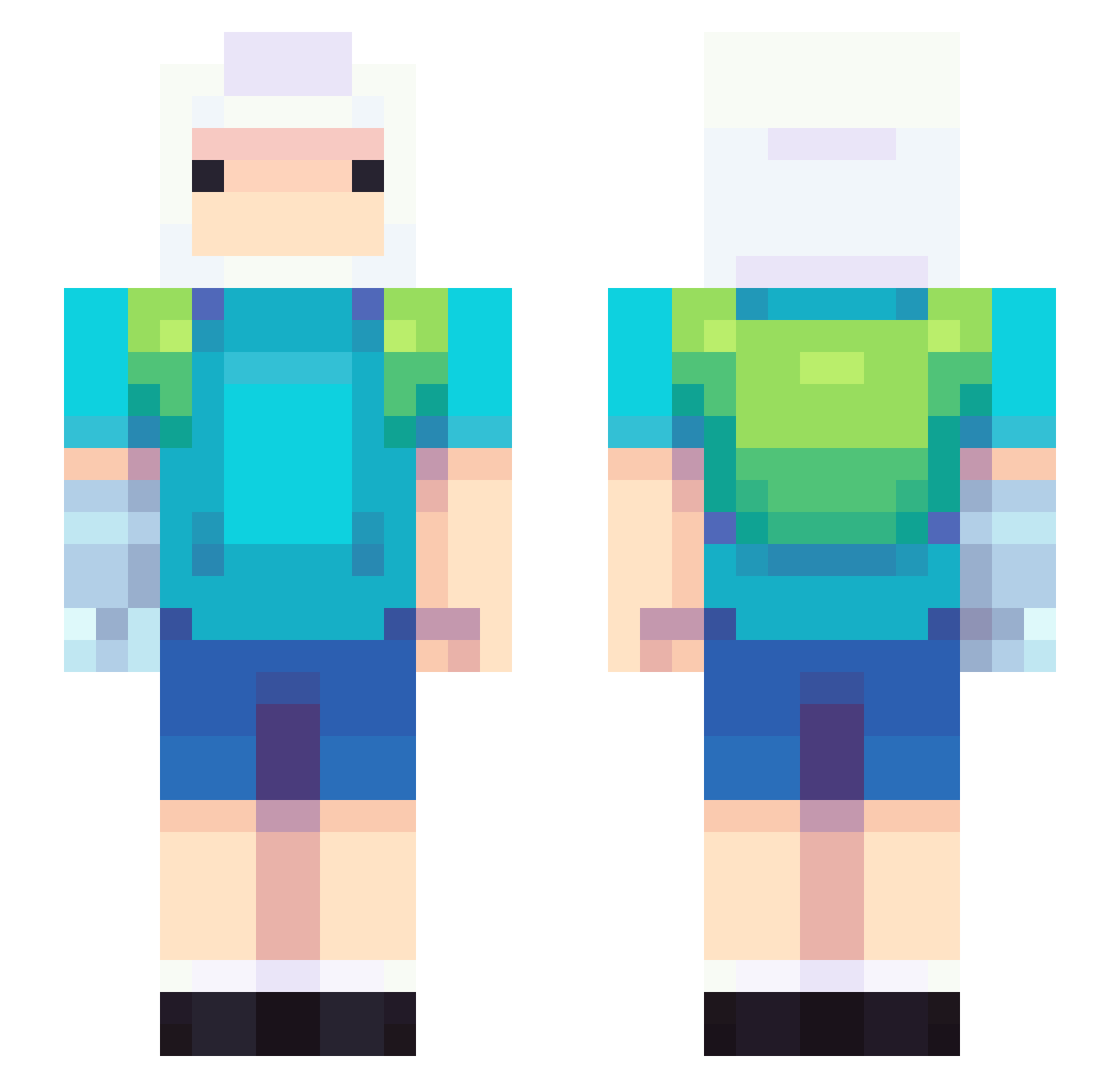uhbento Minecraft skin, front and back view