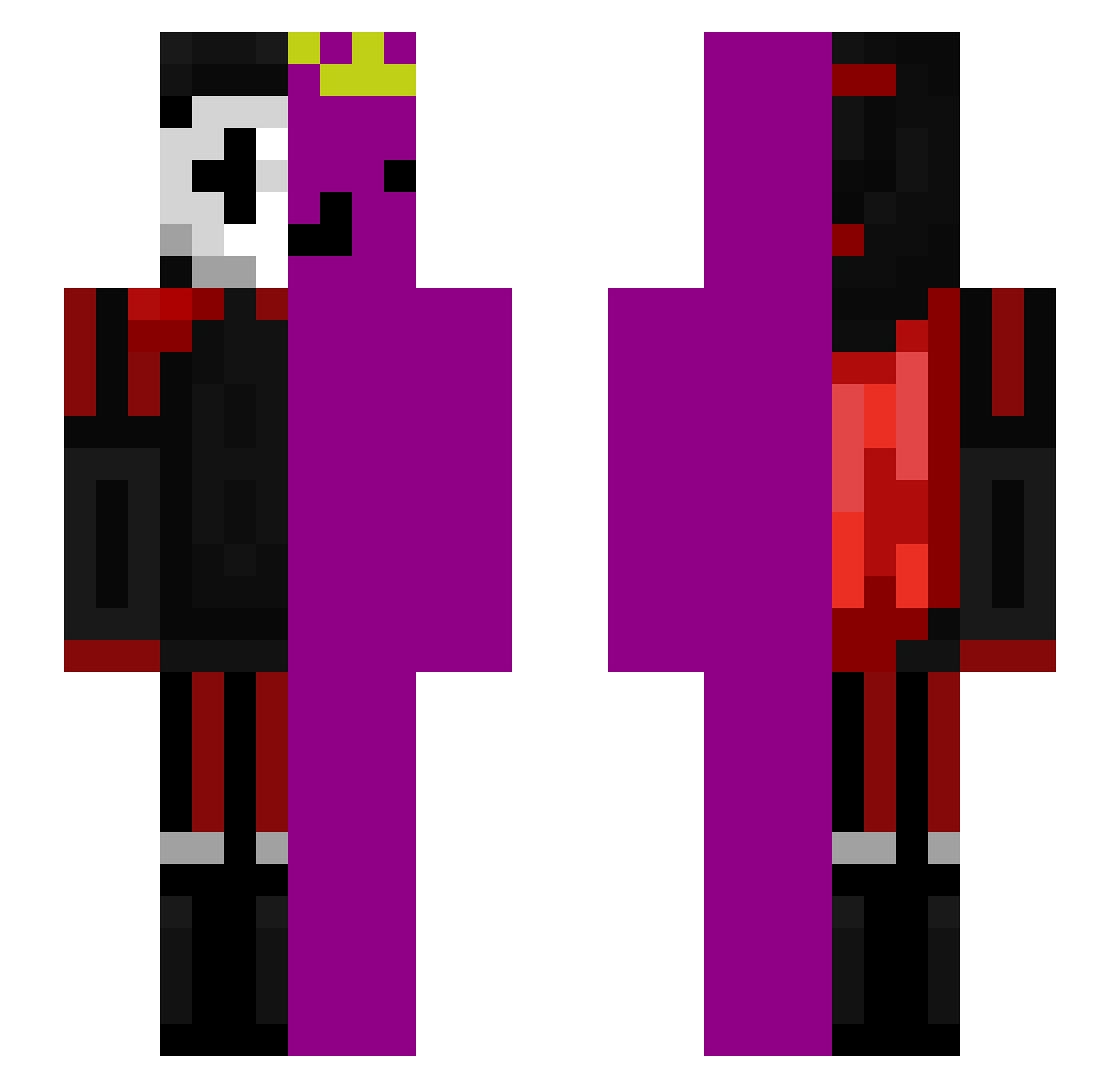 Pand2 Minecraft skin, front and back view