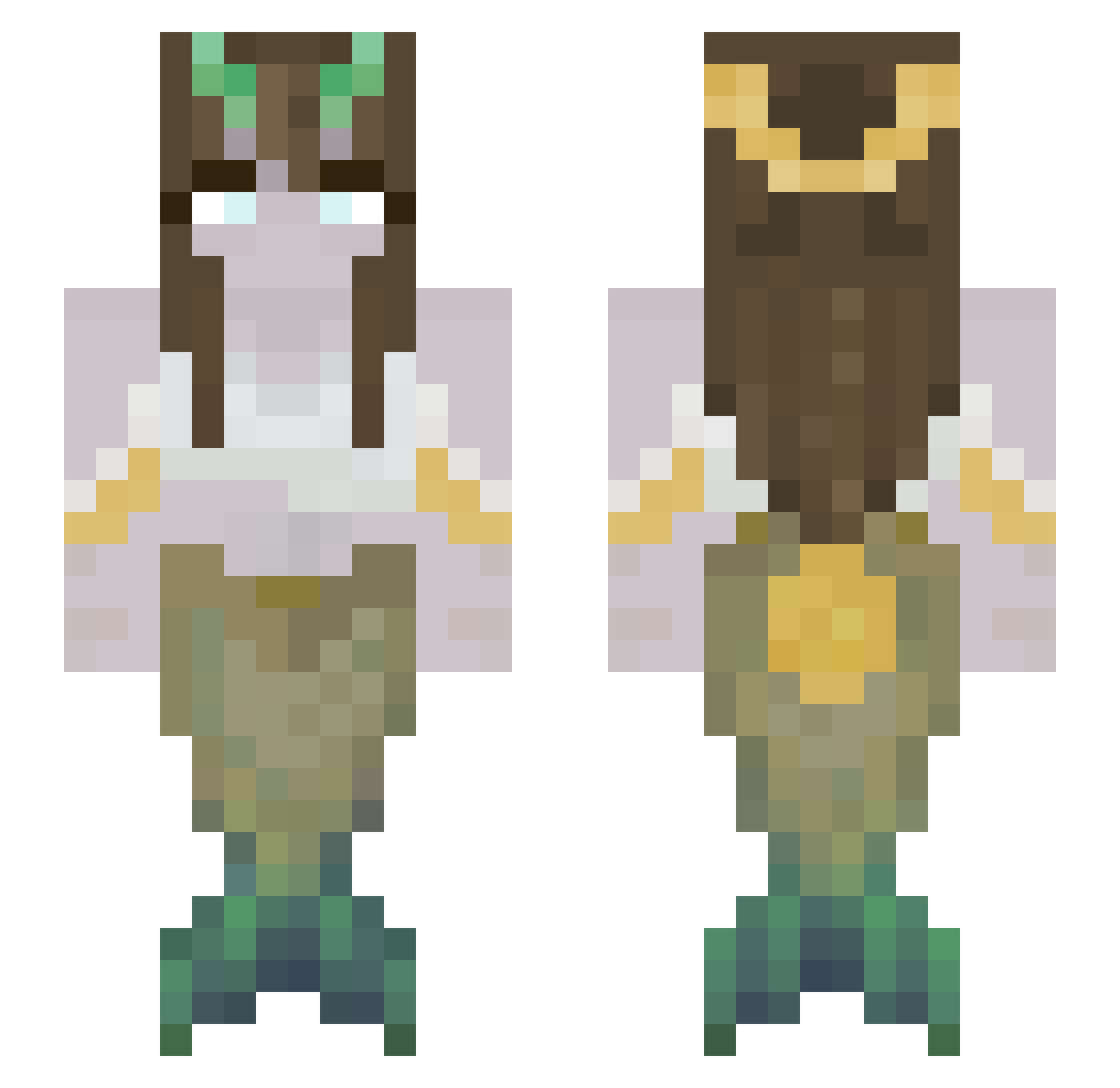 mykneehurtsalot Minecraft skin, front and back view