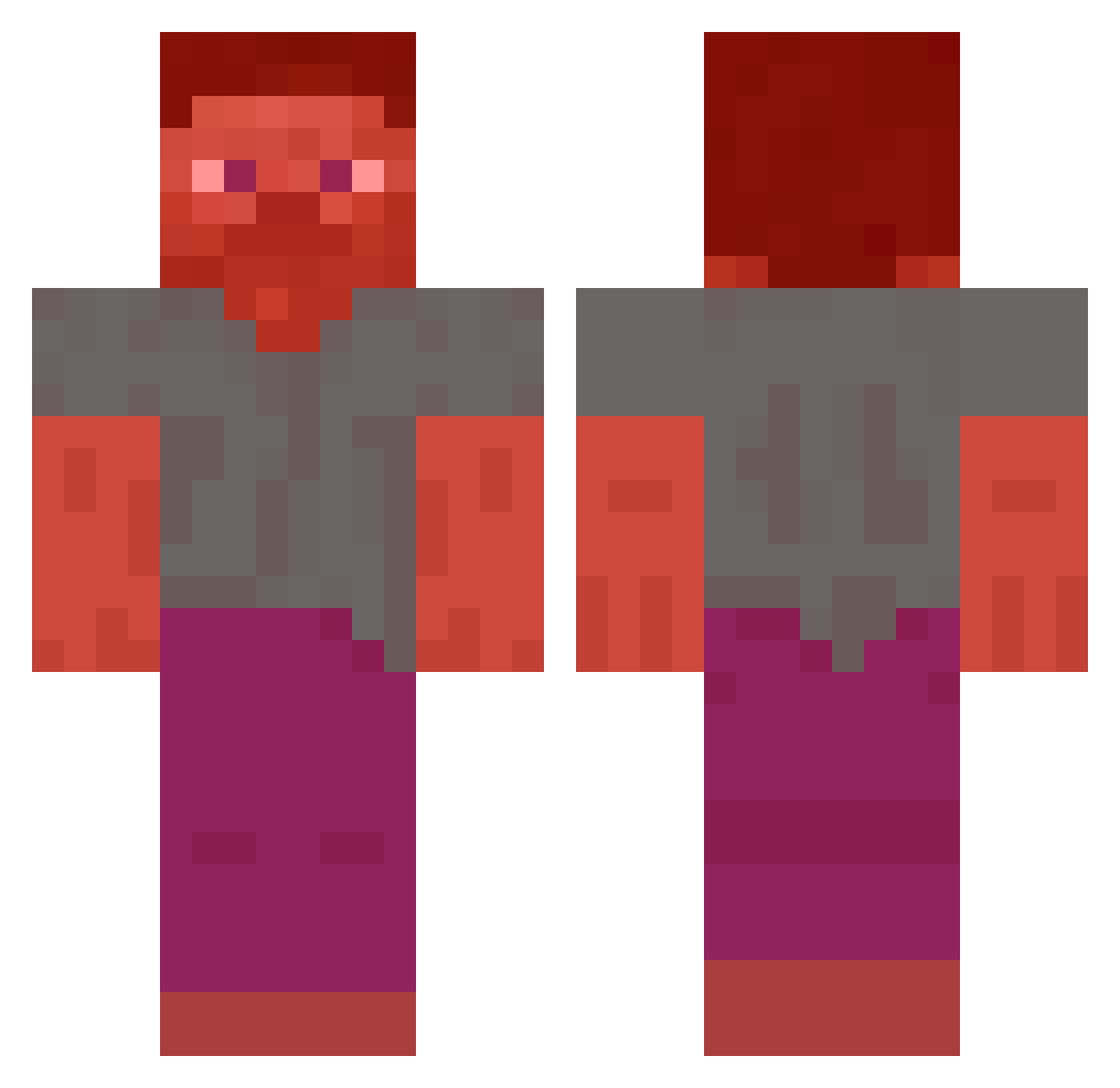 s67hk8 Minecraft skin, front and back view