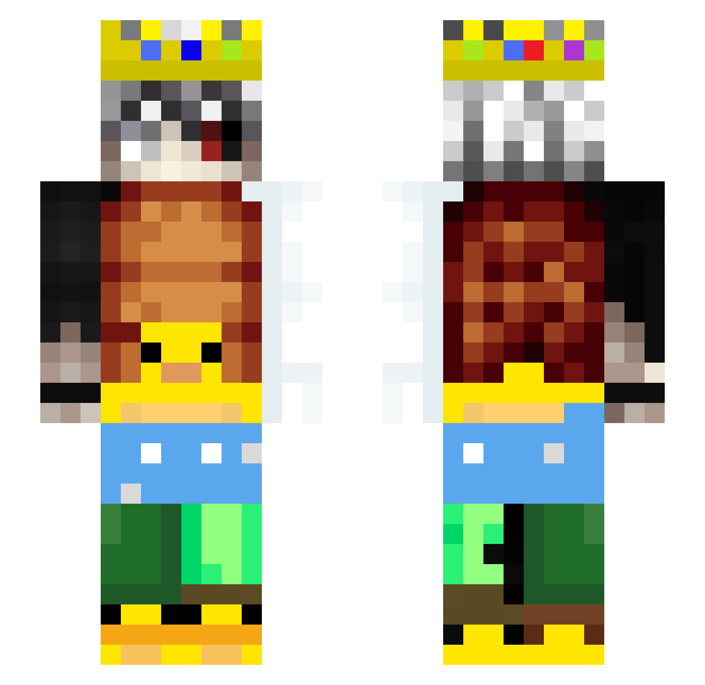 Snowal Minecraft skin, front and back view