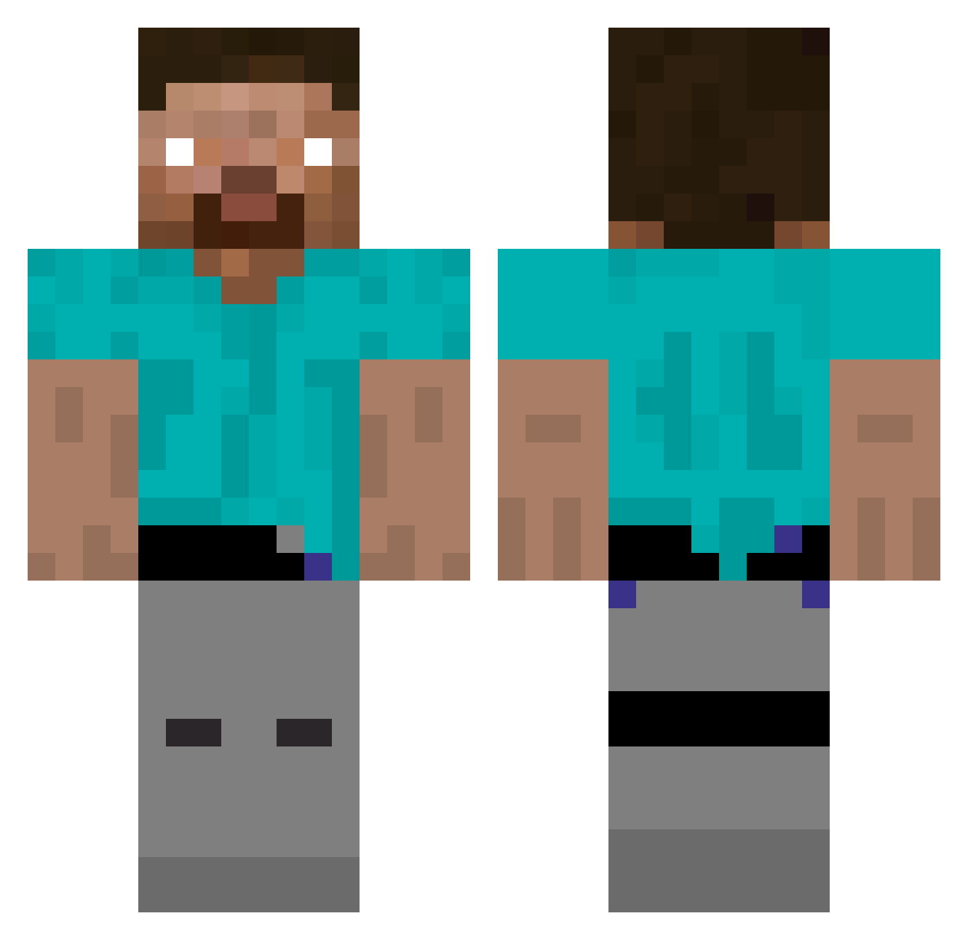 tutty Minecraft skin, front and back view