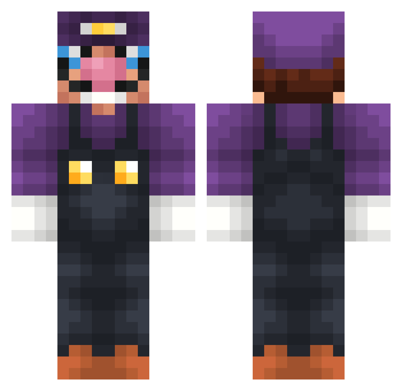 MortalStrife Minecraft skin, front and back view