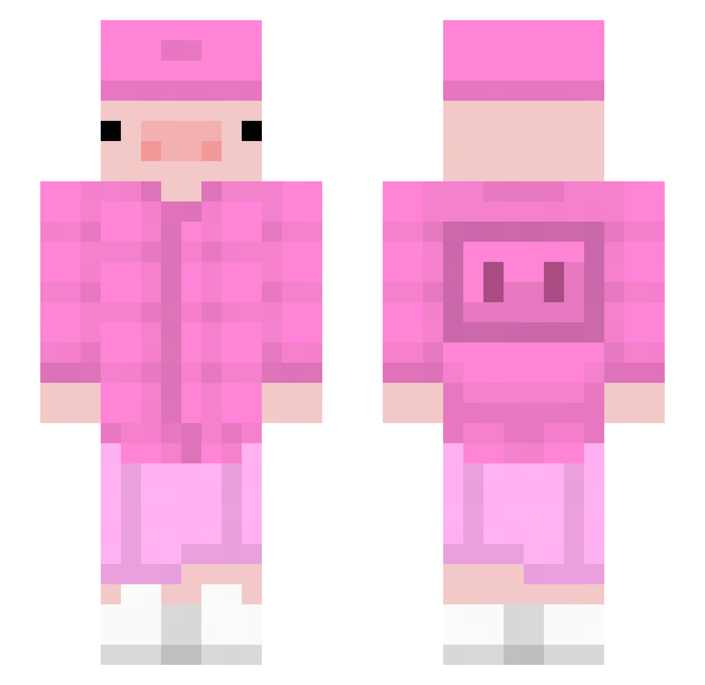 Axelismoo Minecraft skin, front and back view