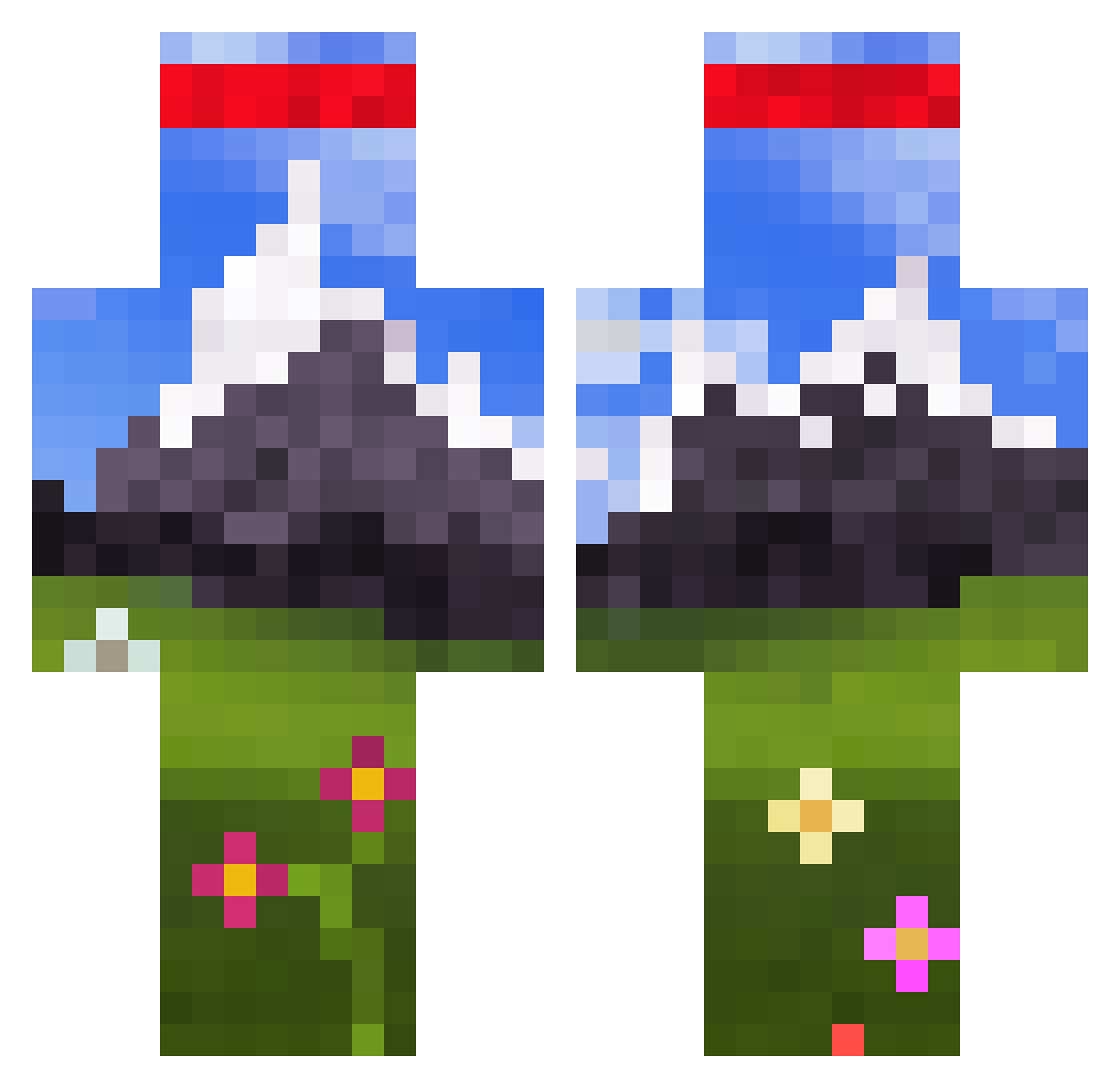 TopolettO Minecraft skin, front and back view