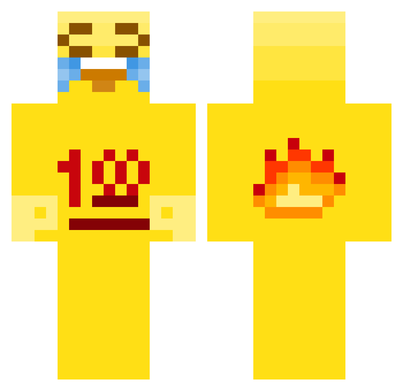 Moodachow Minecraft skin, front and back view
