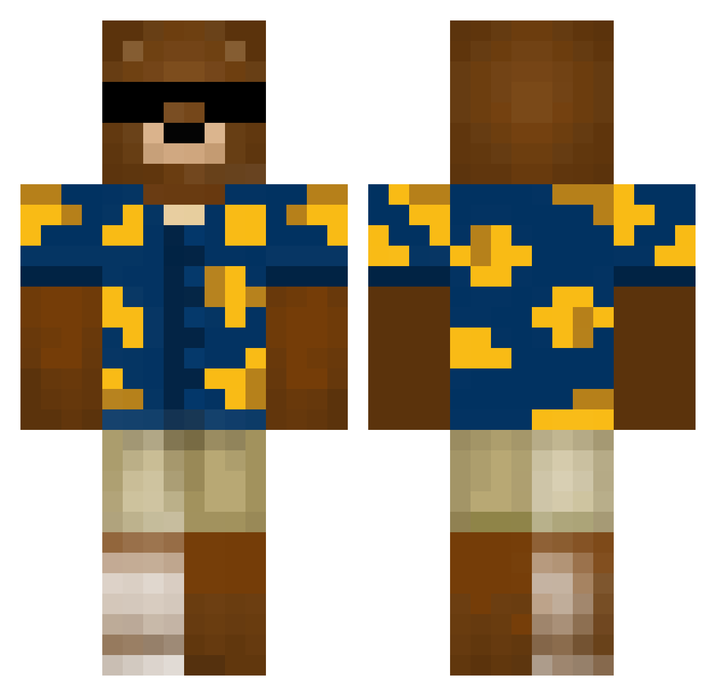 Tosimura Minecraft skin, front and back view
