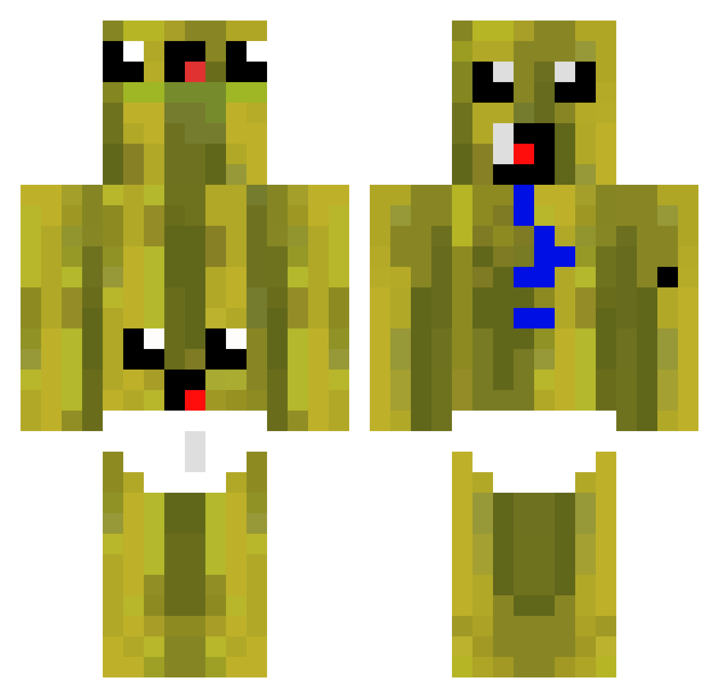 Pharmacrazy Minecraft skin, front and back view