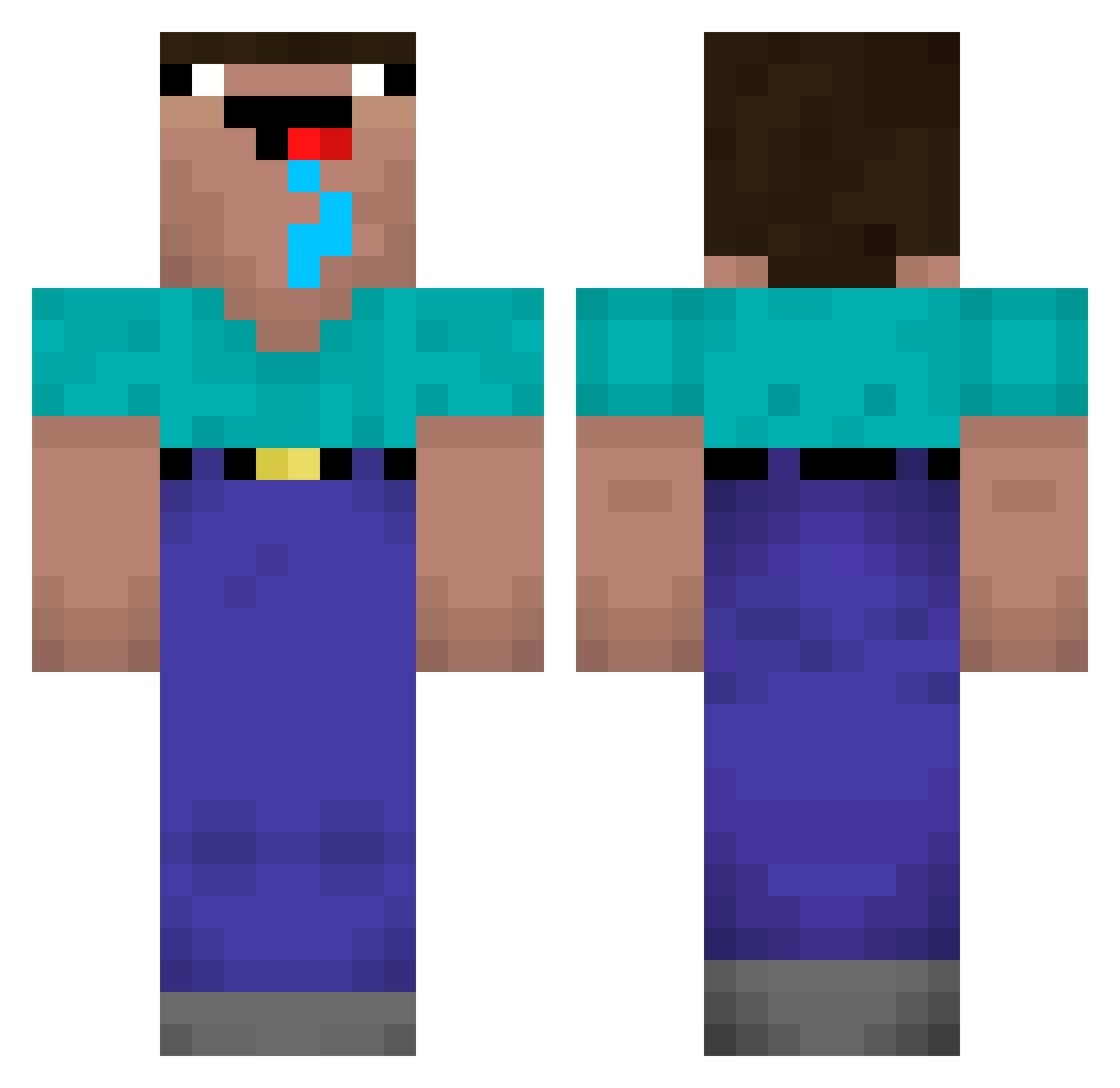 KuningasPart Minecraft skin, front and back view