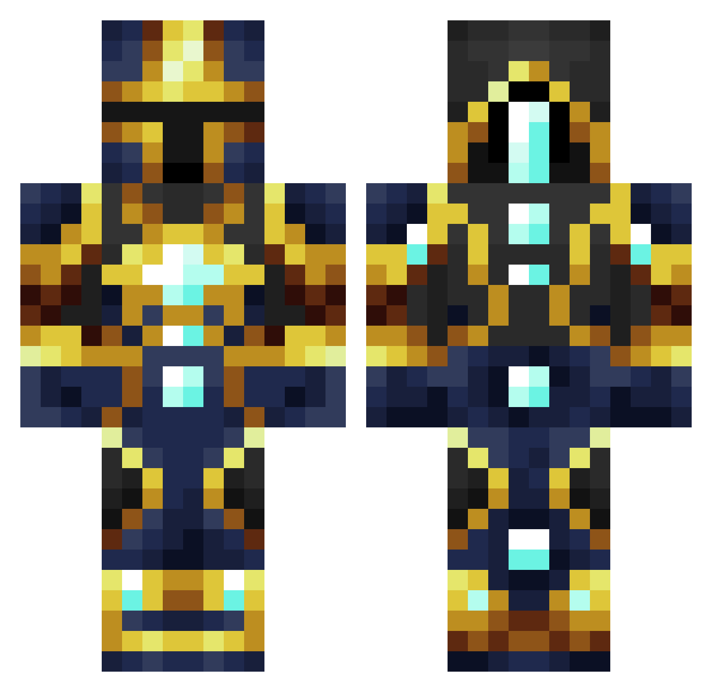 WorstRiceGuy Minecraft skin, front and back view