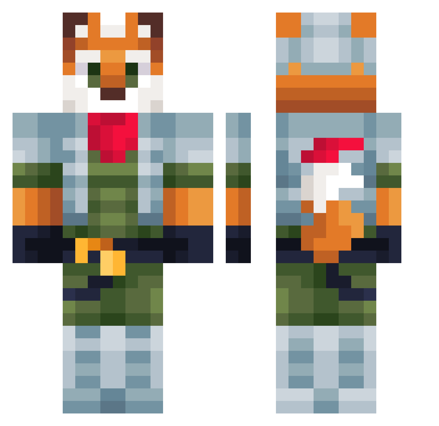 RoboLarry Minecraft skin, front and back view