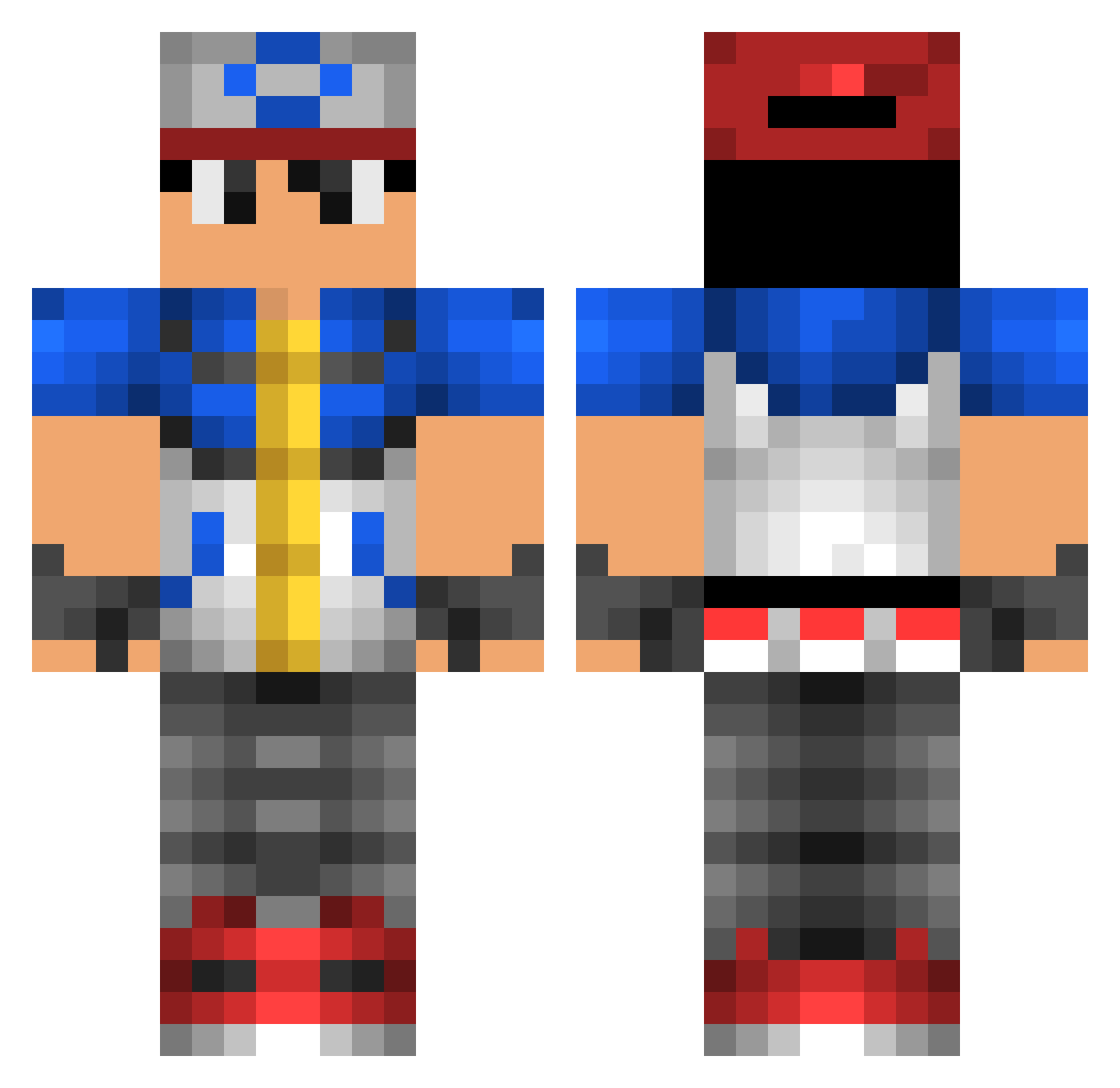 ykasi Minecraft skin, front and back view