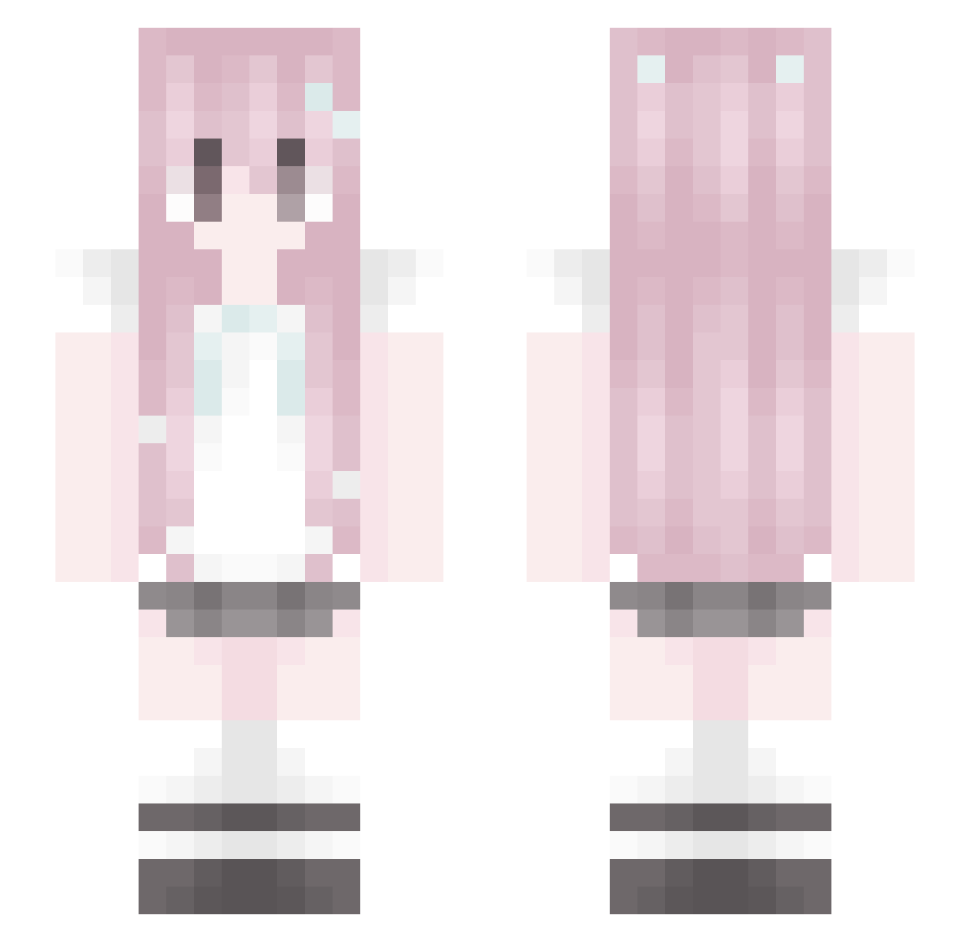Raiyko0 Minecraft skin, front and back view
